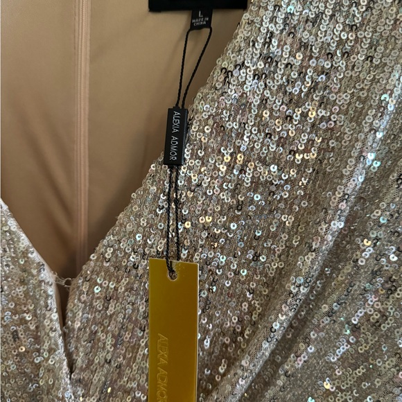 Elegant Silver Sequin Dress - Picture 4 of 9